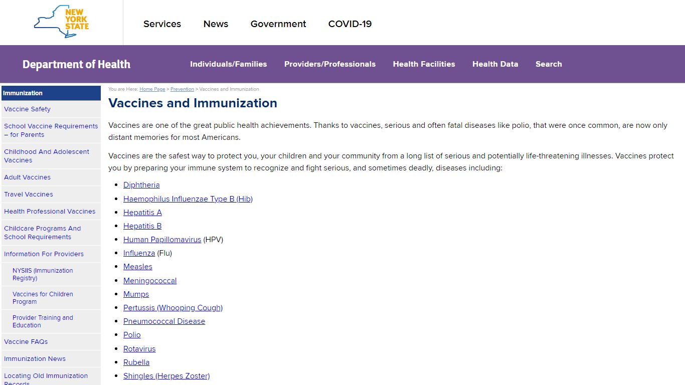 Vaccines and Immunization - New York State Department of Health